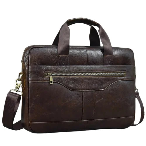 Bolsa Masculina de Ombro Couro Legítimo LC096 Prod36 Loja Charmme Café 