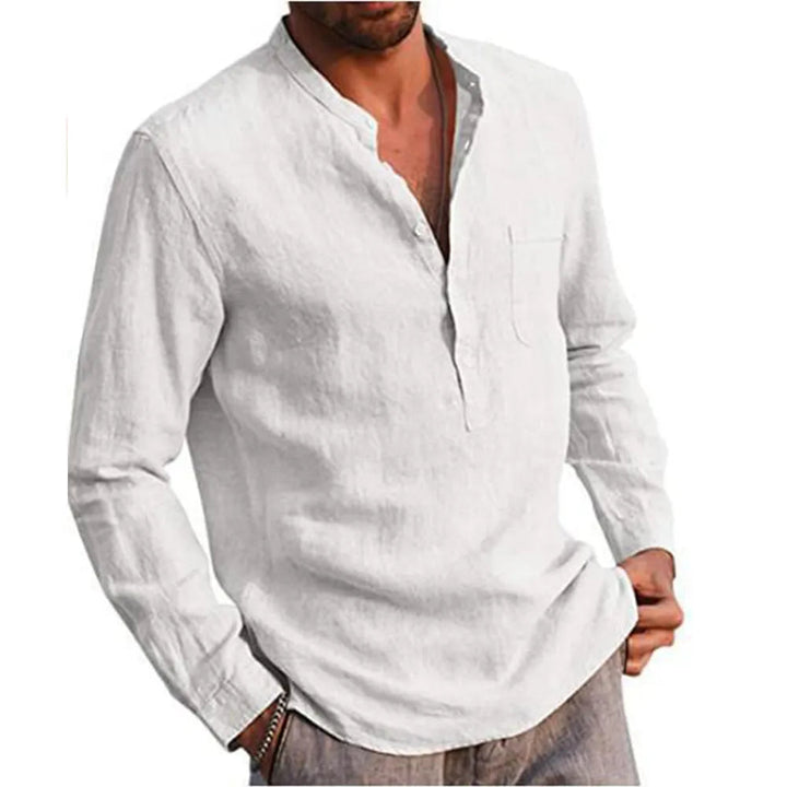 Camisa de Linho Masculina Manga Longa Casual - LC02 Prod182 Loja Charmme Branco P 