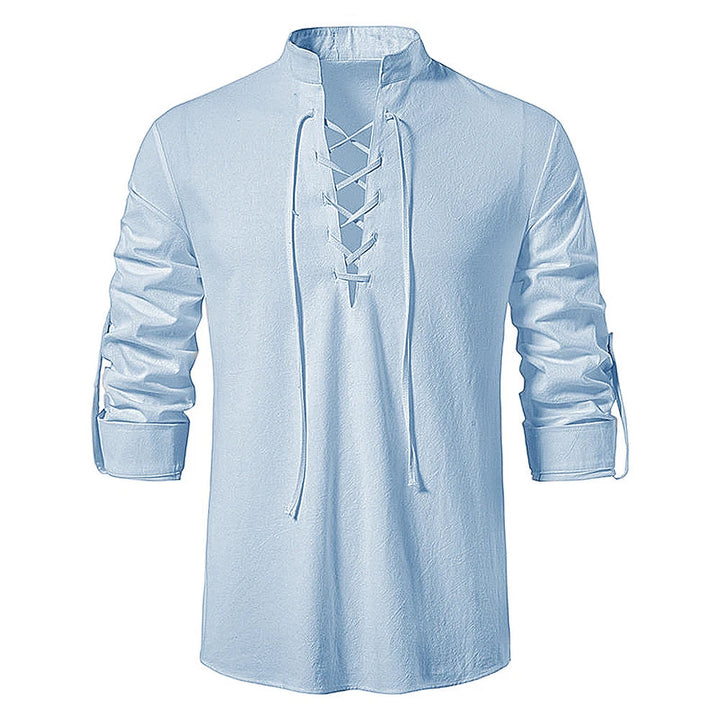 Camisa de Linho Masculina Manga Longa - LC01 Prod180 Loja Charmme Azul Claro P 