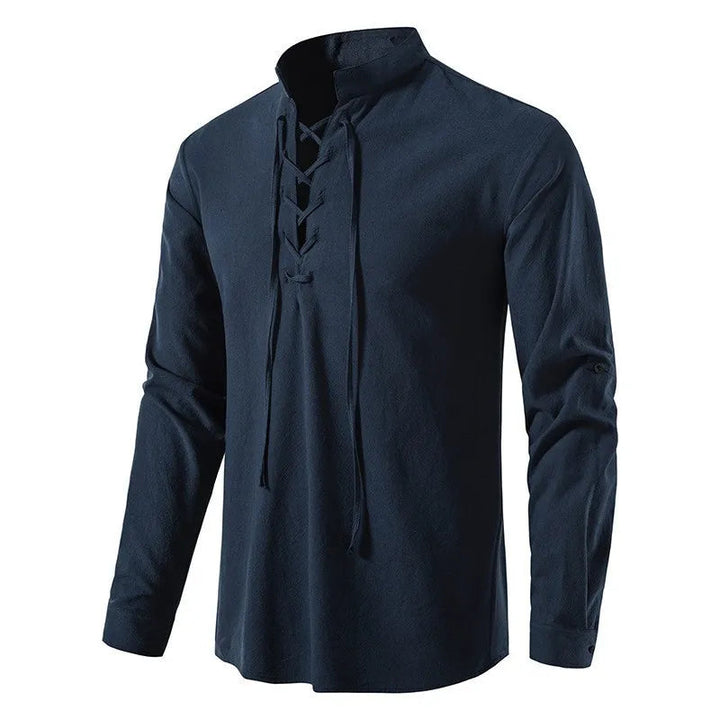 Camisa de Linho Masculina Manga Longa - LC01 Prod180 Loja Charmme Azul Escuro P 