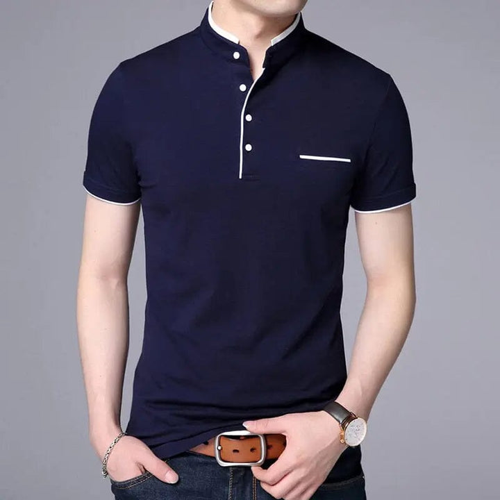 Camisa Gola Henley Masculina LC126 Prod120 Loja Charmme Azul marinho PP 