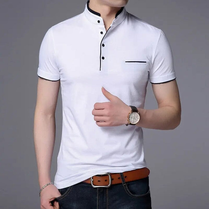 Camisa Gola Henley Masculina LC126 Prod120 Loja Charmme Branco PP 