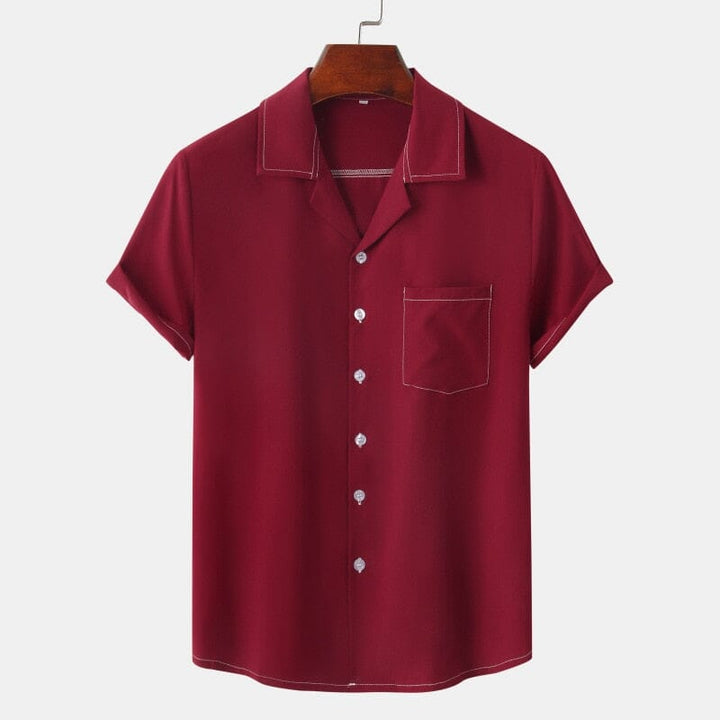 Camisa Manga Curta Masculina Casual - LC1023 Prod41 Loja Charmme Vinho M 