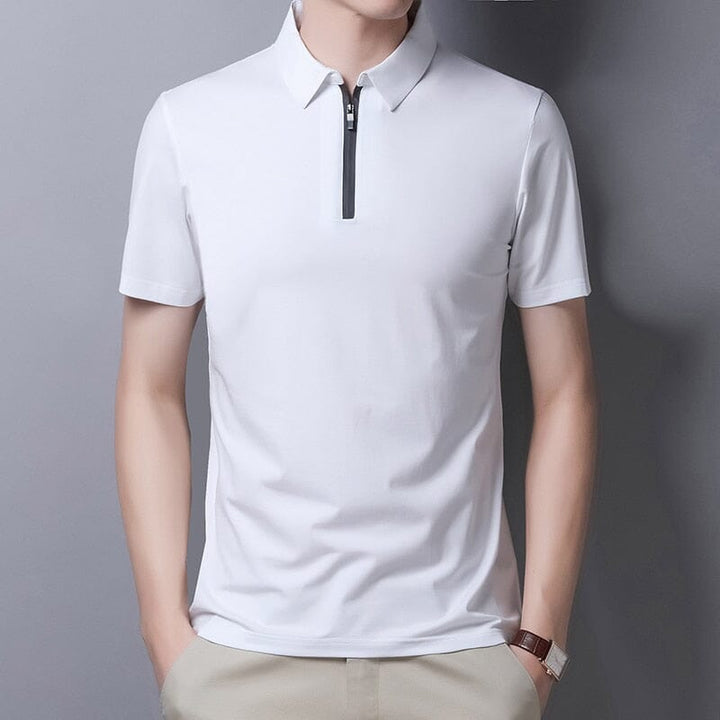 Camisa Polo Com Zíper Masculina LC121 Prod115 Loja Charmme Branco P 