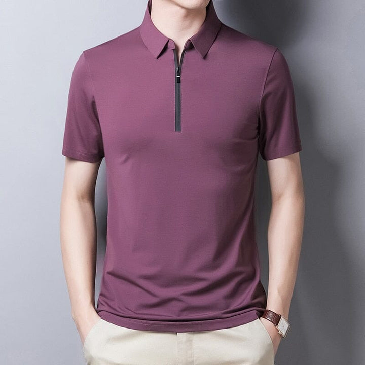 Camisa Polo Com Zíper Masculina LC121 Prod115 Loja Charmme Roxo P 