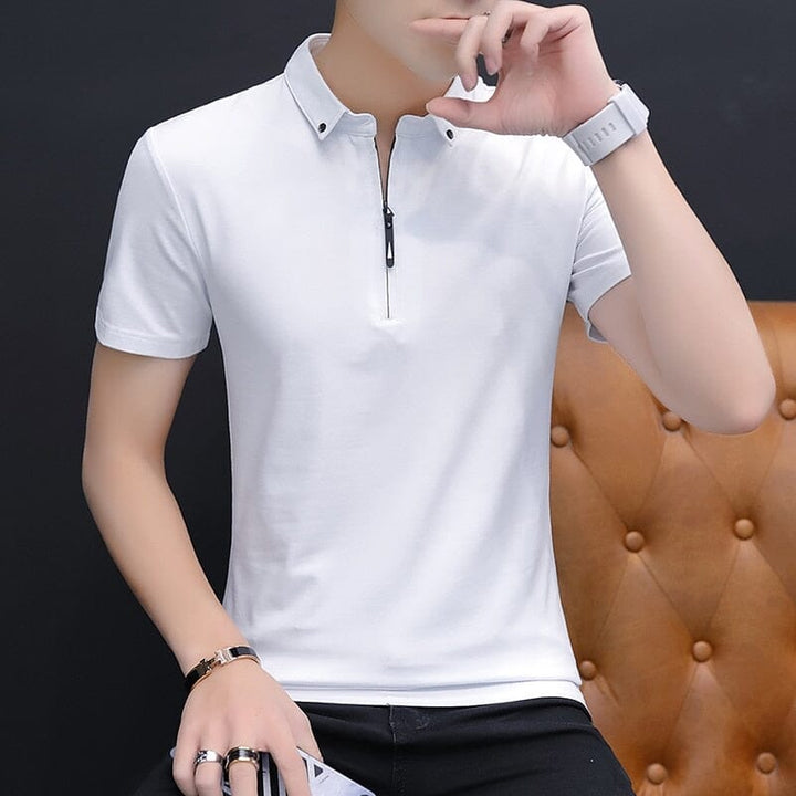 Camisa Polo Com Zíper Masculina LC125 Prod119 Loja Charmme Branco P 