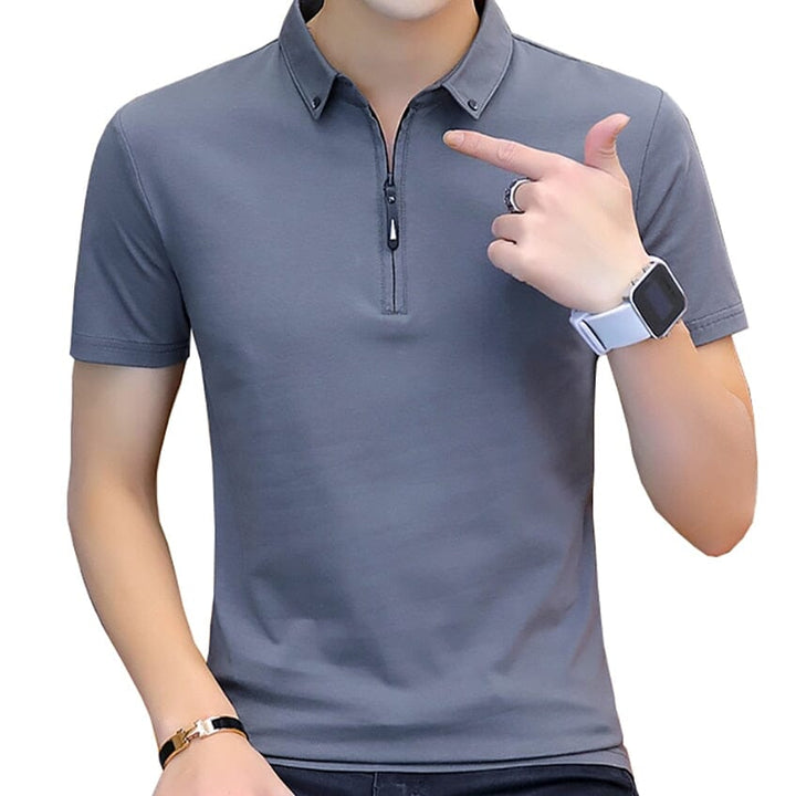 Camisa Polo Com Zíper Masculina LC125 Prod119 Loja Charmme Cinza Escuro P 