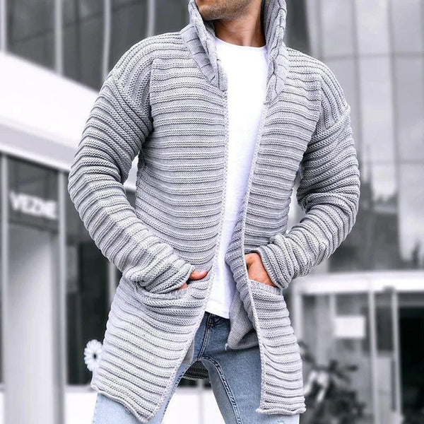 Cardigan Masculino Malha Monocromática de Gola Cinza - LC04 Loja Charmme GRAY L 