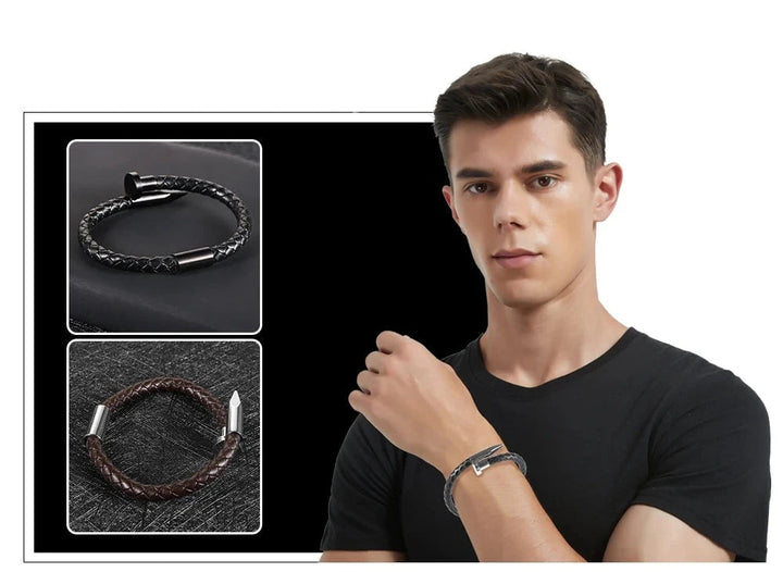 Pulseira de Couro Masculina Com Fivela Magnética - LC105 Prod234 Loja Charmme 