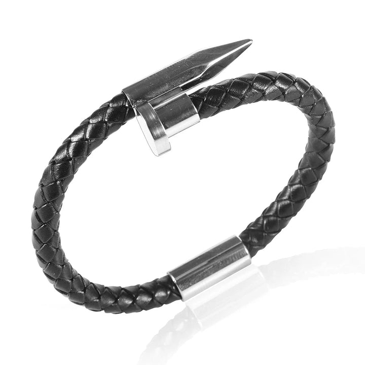 Pulseira de Couro Masculina Com Fivela Magnética - LC105 Prod234 Loja Charmme Marrom Com Preto 18cm 