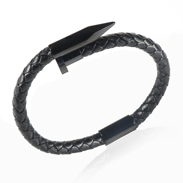 Pulseira de Couro Masculina Com Fivela Magnética - LC105 Prod234 Loja Charmme Preto Com Preto 18cm 