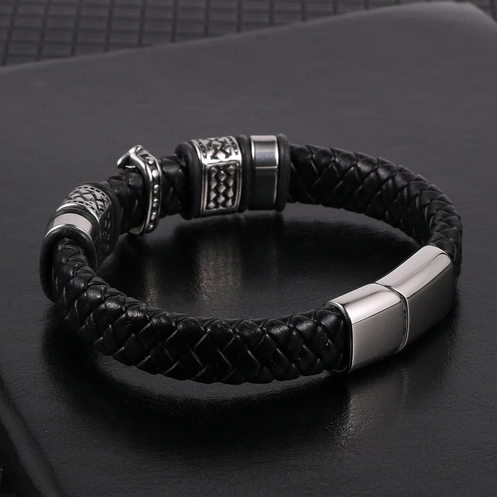 Pulseira de Couro Masculina Cruz Vintage Loja Charmme 