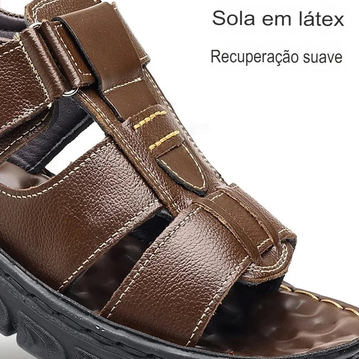 Sandália Masculina de Couro Legítimo Romana - LC304 Prod257 Loja Charmme 